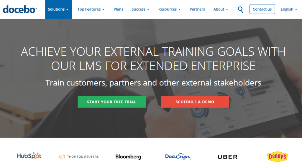 Docebo platform for training customers and channel partners
